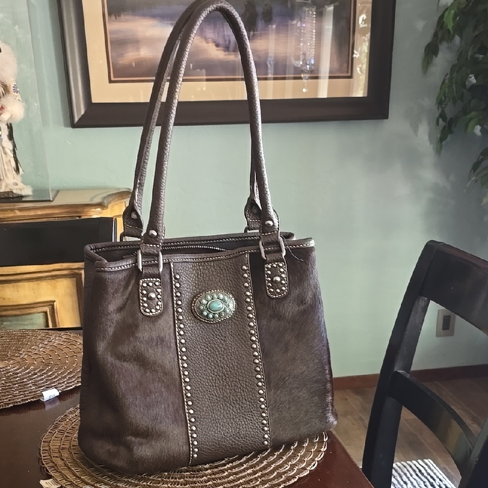 Elegant Brown Studded Women's Bag